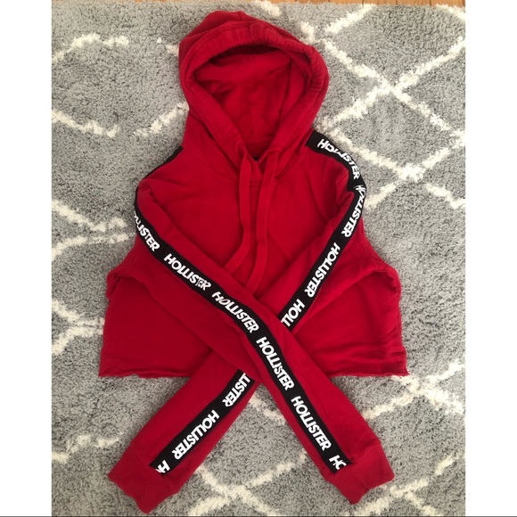 Hollister Tops - Hollister Red Cropped Hoodie